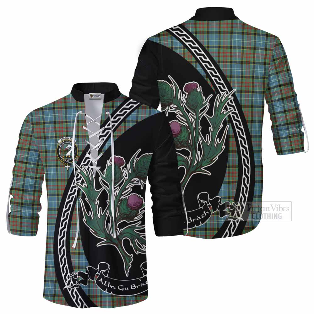 Brisbane Family Crest Tartan Ghillie Shirt Alba Thistle Inspired - Tartan Vibes Clothing