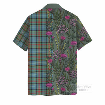 Brisbane Family Crest Tartan Hawaiian Shirt Scottish Thistle Flower Pattern Half Style