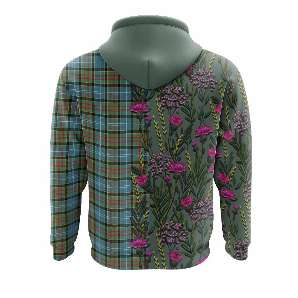 Brisbane Family Crest Tartan Hoodie Scottish Thistle Flower Pattern Half Style - Tartan Vibes Clothing