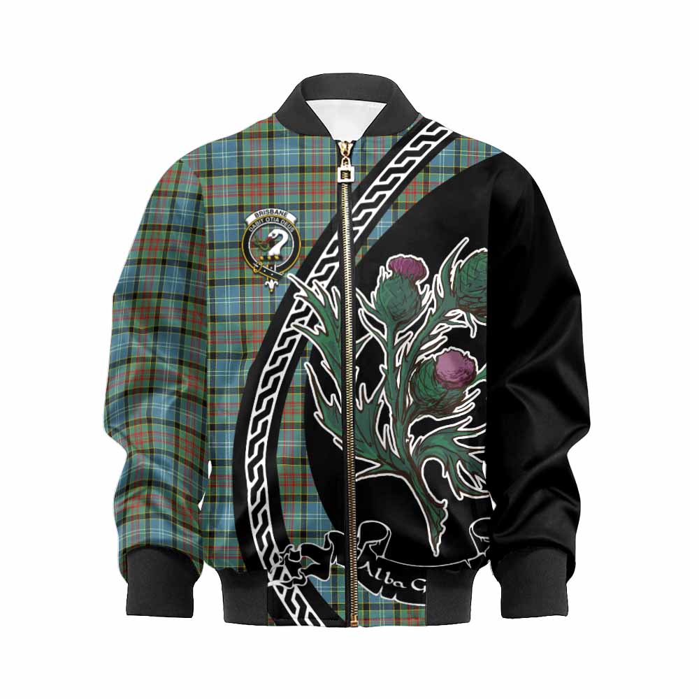 Brisbane Family Crest Tartan Kid Bomber Jacket Alba Thistle Inspired - Tartan Vibes Clothing