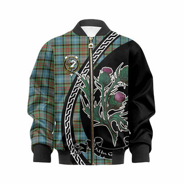 Brisbane Family Crest Tartan Kid Bomber Jacket Alba Thistle Inspired - Tartan Vibes Clothing