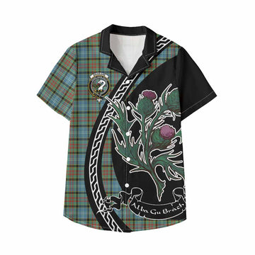 Brisbane Family Crest Tartan Kid Hawaiian Shirt Alba Thistle Inspired - Tartan Vibes Clothing