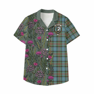 Brisbane Family Crest Tartan Kid Hawaiian Shirt Scottish Thistle Flower Pattern Half Style - Tartan Vibes Clothing