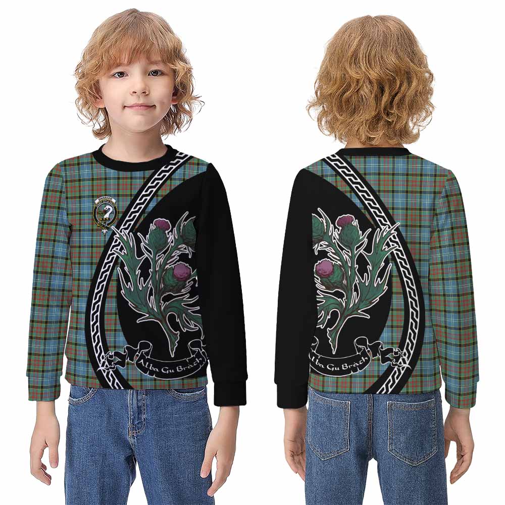 Brisbane Family Crest Tartan Kid Knitted Sweatshirt Alba Thistle Inspired - Tartan Vibes Clothing