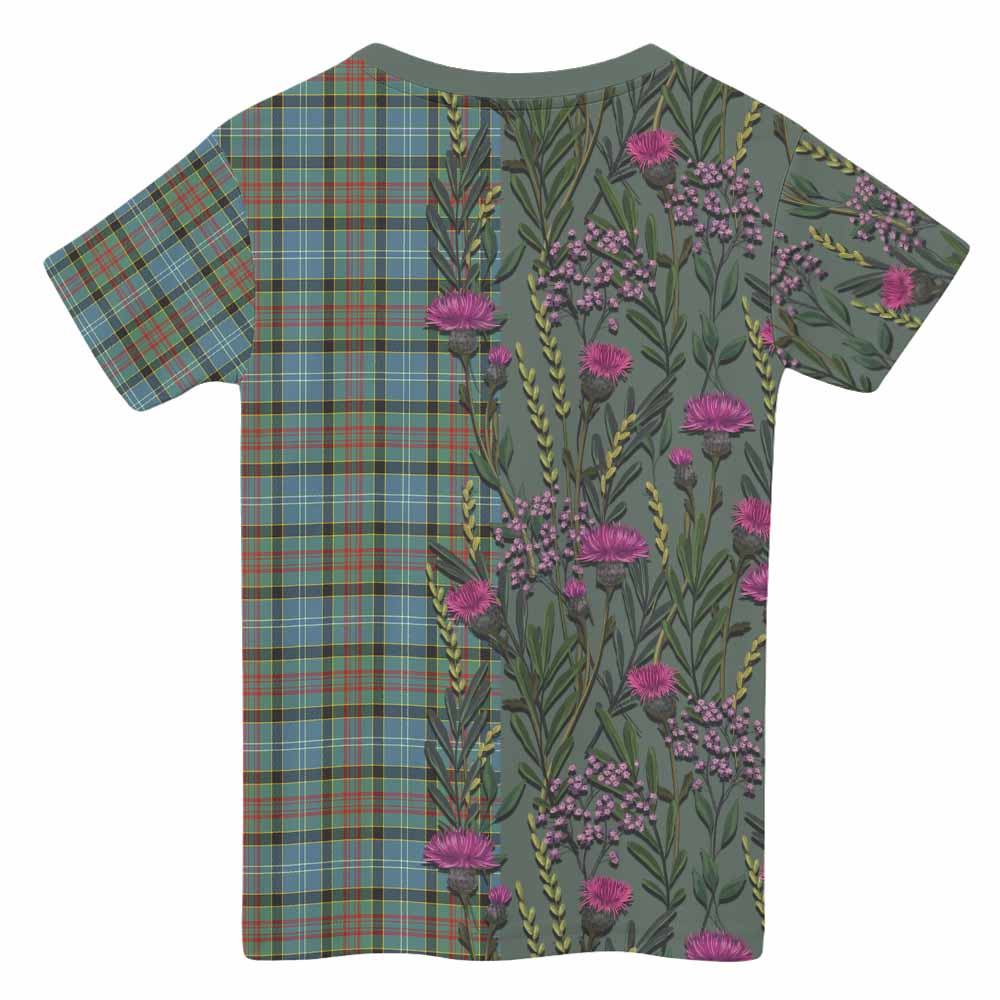 Brisbane Family Crest Tartan Kid T-shirt Scottish Thistle Flower Pattern Half Style - Tartan Vibes Clothing