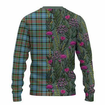 Brisbane Family Crest Tartan Knitted Sweater Scottish Thistle Flower Pattern Half Style