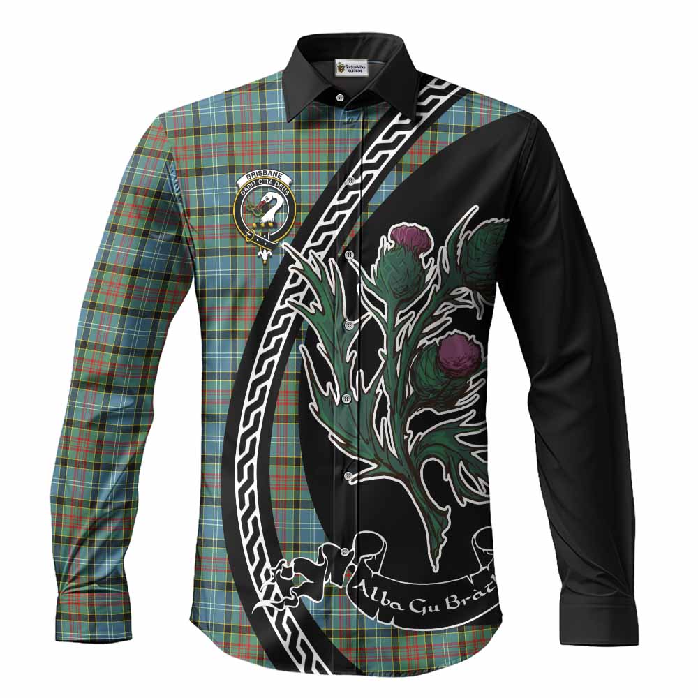 Brisbane Family Crest Tartan Long Sleeve Button Shirts Alba Thistle Inspired - Tartan Vibes Clothing