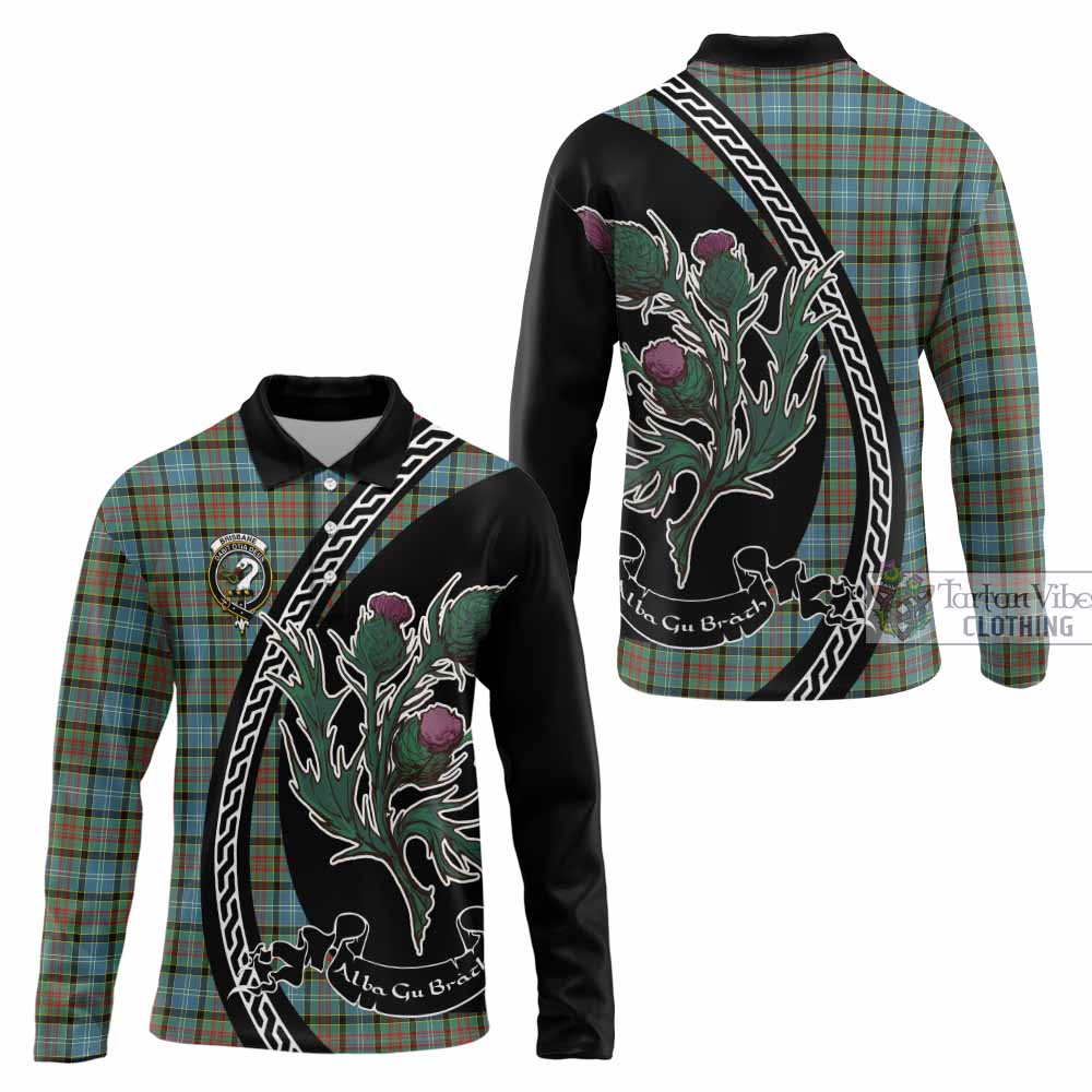 Brisbane Family Crest Tartan Long Sleeve Polo Shirt Alba Thistle Inspired - Tartan Vibes Clothing