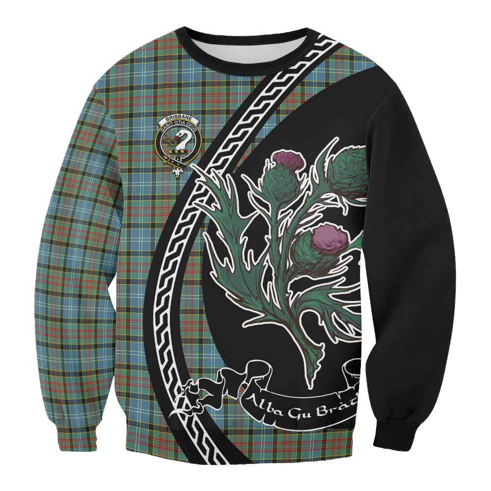 Brisbane Family Crest Tartan Sweatshirt Alba Thistle Inspired - Tartan Vibes Clothing