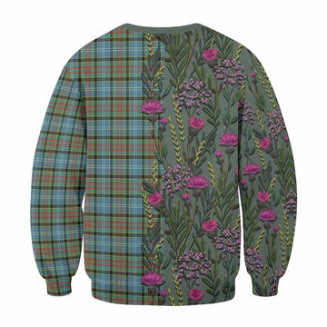 Brisbane Family Crest Tartan Sweatshirt Scottish Thistle Flower Pattern Half Style