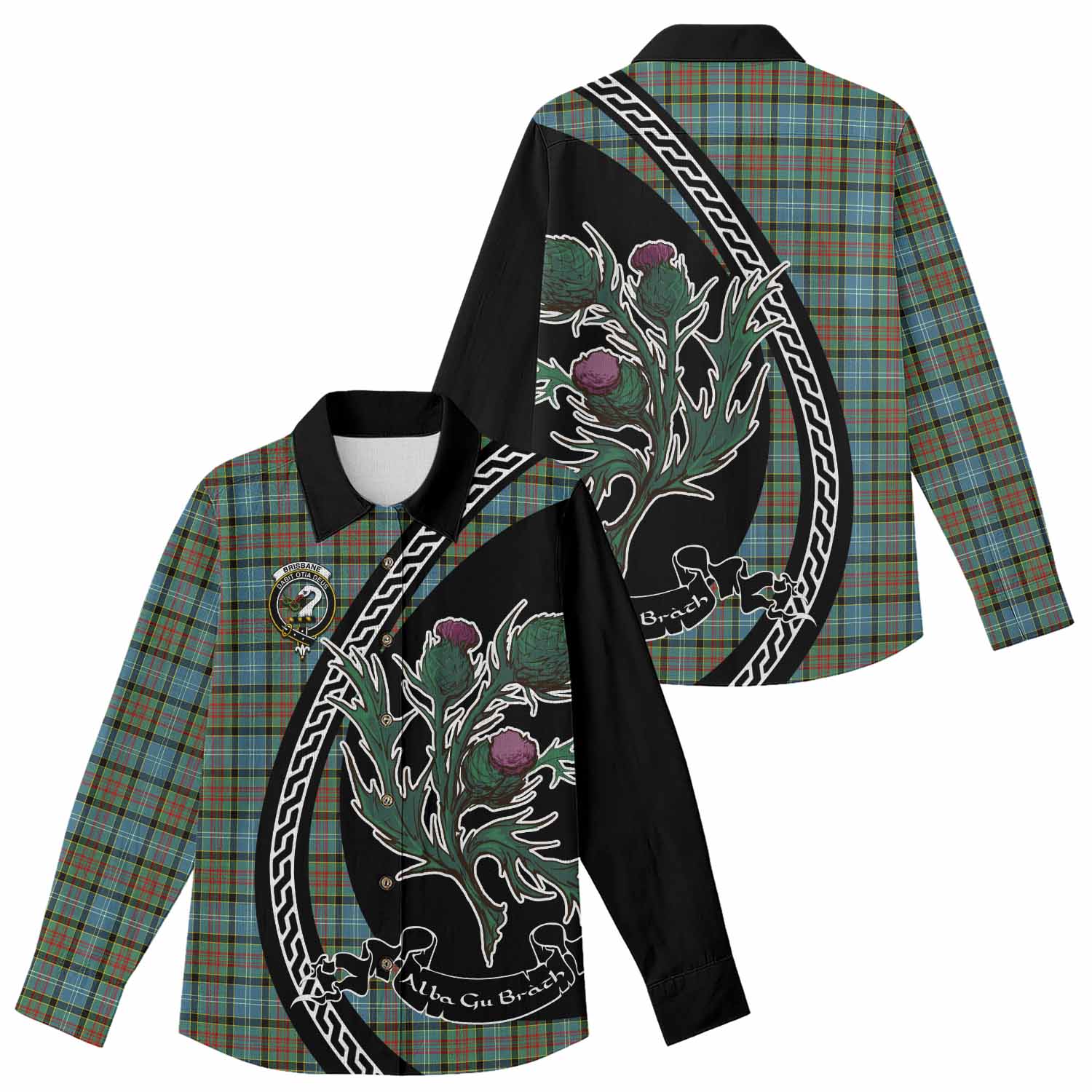 Brisbane Family Crest Tartan Women Casual Shirt Alba Thistle Inspired - Tartan Vibes Clothing