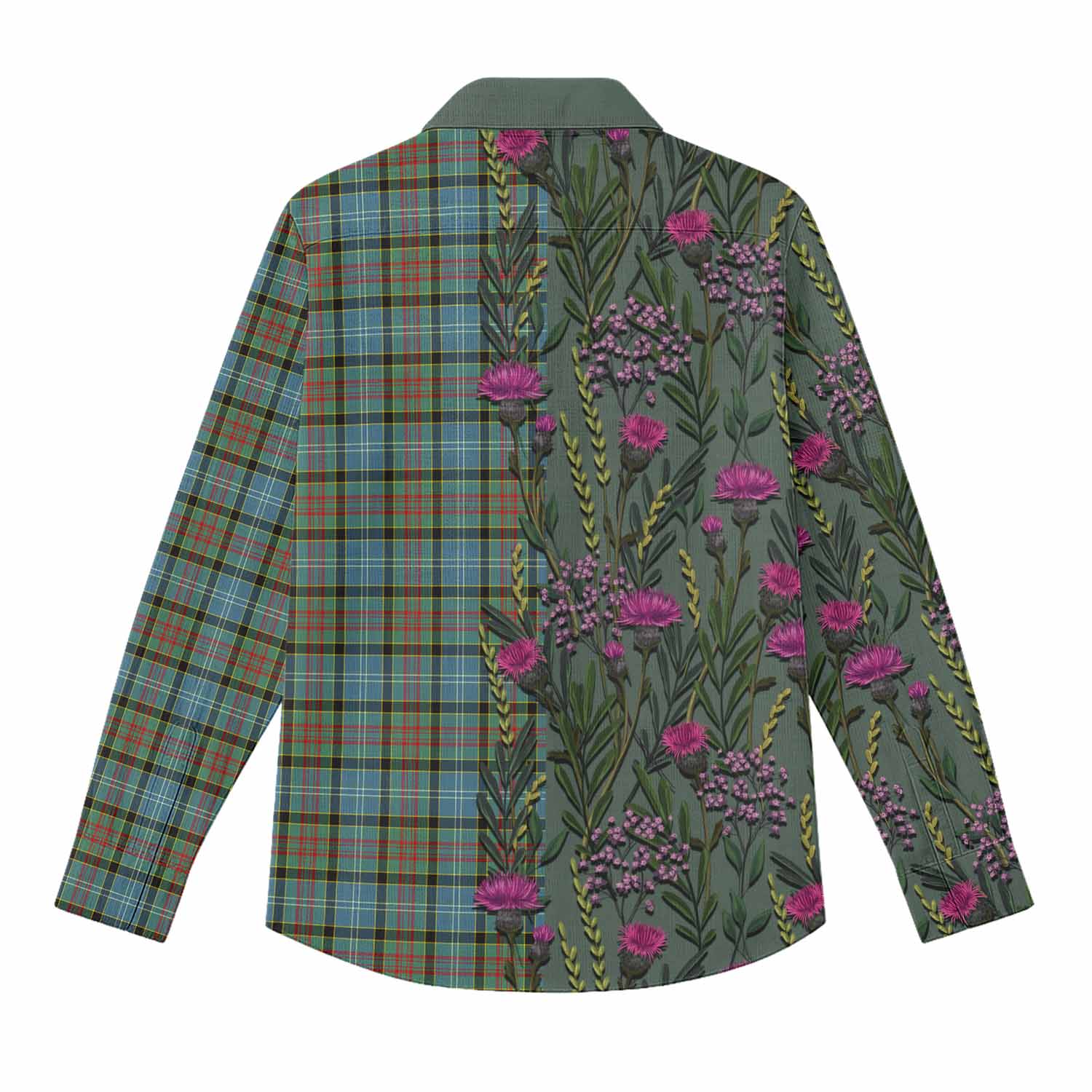 Brisbane Family Crest Tartan Women Casual Shirt Scottish Thistle Flower Pattern Half Style - Tartan Vibes Clothing