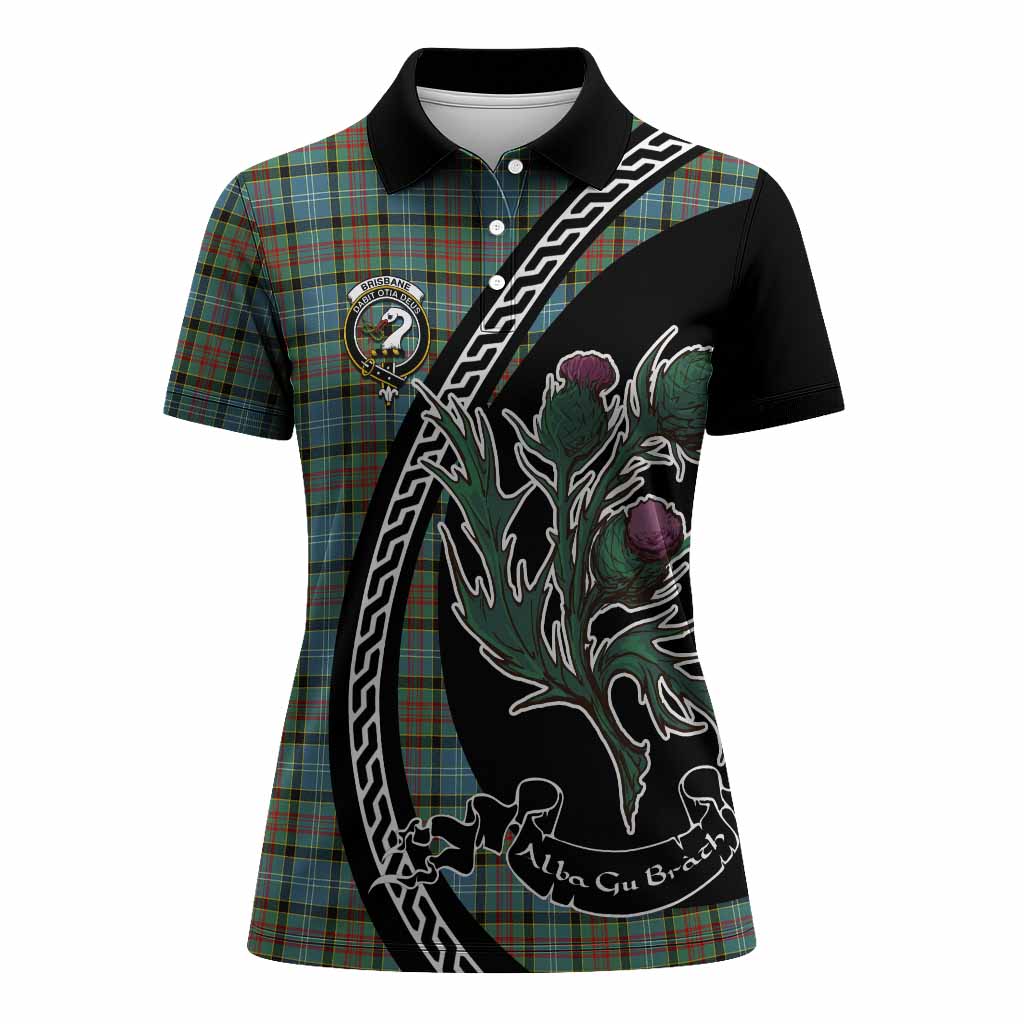 Brisbane Family Crest Tartan Women Polo Shirt Alba Thistle Inspired - Tartan Vibes Clothing