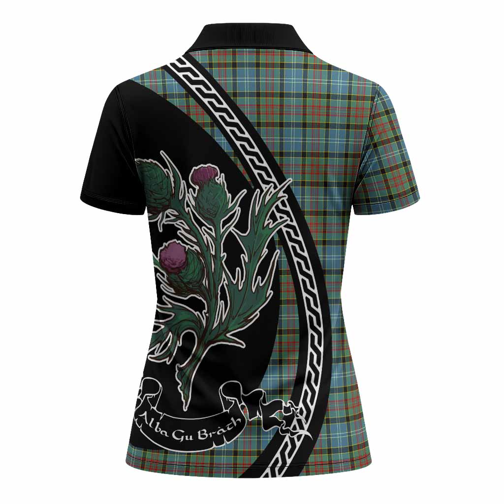 Brisbane Family Crest Tartan Women Polo Shirt Alba Thistle Inspired - Tartan Vibes Clothing