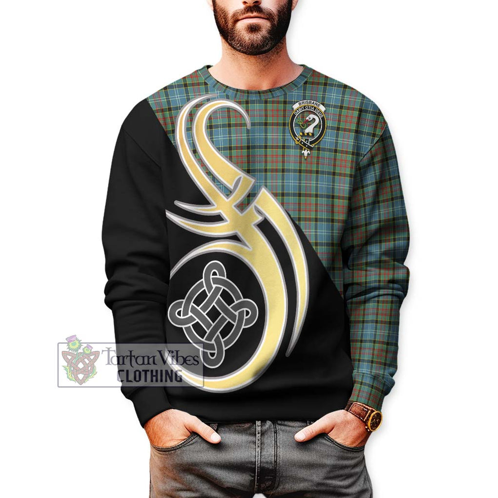 Brisbane Tartan Sweatshirt with Family Crest and Celtic Symbol Style Unisex - Tartan Vibes Clothing