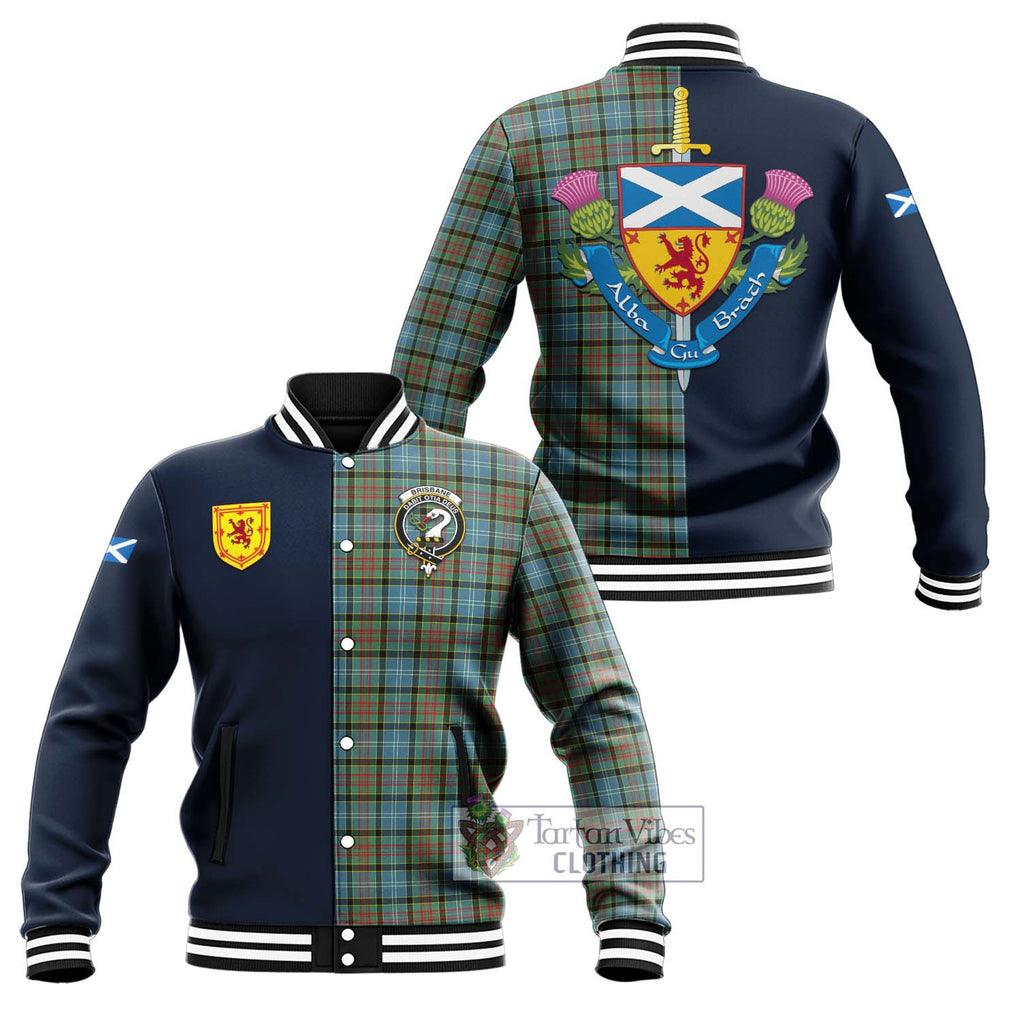 Tartan Vibes Clothing Brisbane Modern Tartan Baseball Jacket with Scottish Lion Royal Arm Half Style