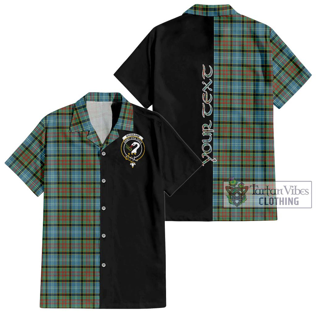 Brisbane Tartan Short Sleeve Button Shirt with Family Crest and Half Of Me Style Kid - Tartanvibesclothing Shop