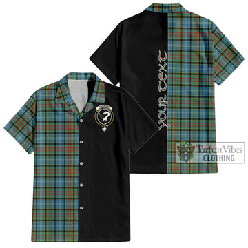 Brisbane Tartan Short Sleeve Button Shirt with Family Crest and Half Of Me Style Kid - Tartanvibesclothing Shop