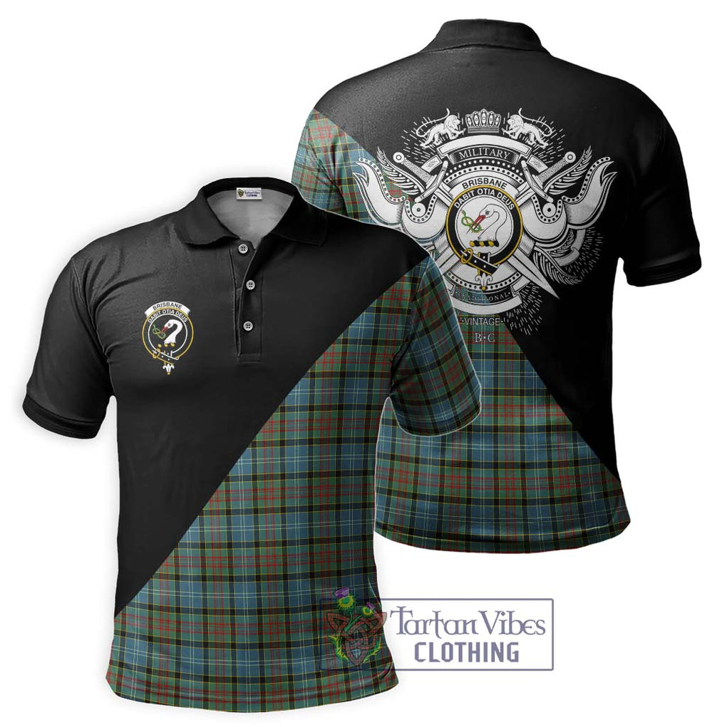 Brisbane Tartan Polo Shirt with Family Crest and Military Logo Style Kid - Tartanvibesclothing Shop