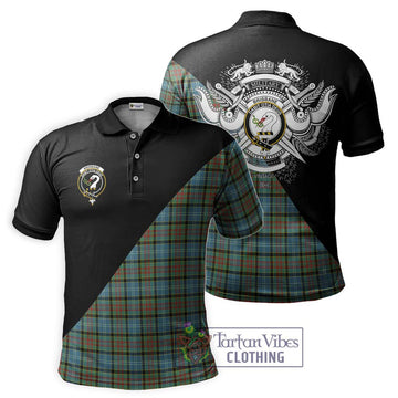 Brisbane Tartan Polo Shirt with Family Crest and Military Logo Style Kid - Tartanvibesclothing Shop