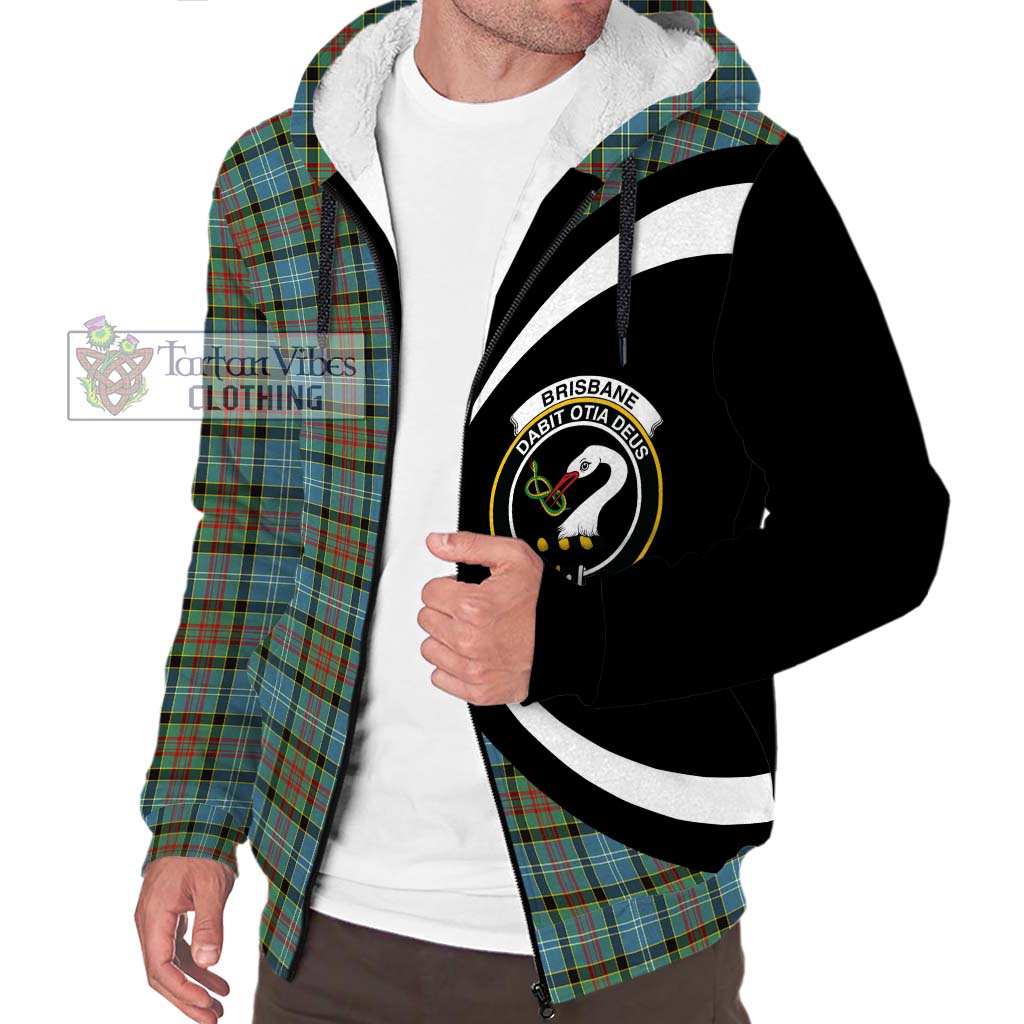 Brisbane Tartan Sherpa Hoodie with Family Crest Circle Style Unisex S - Tartan Vibes Clothing