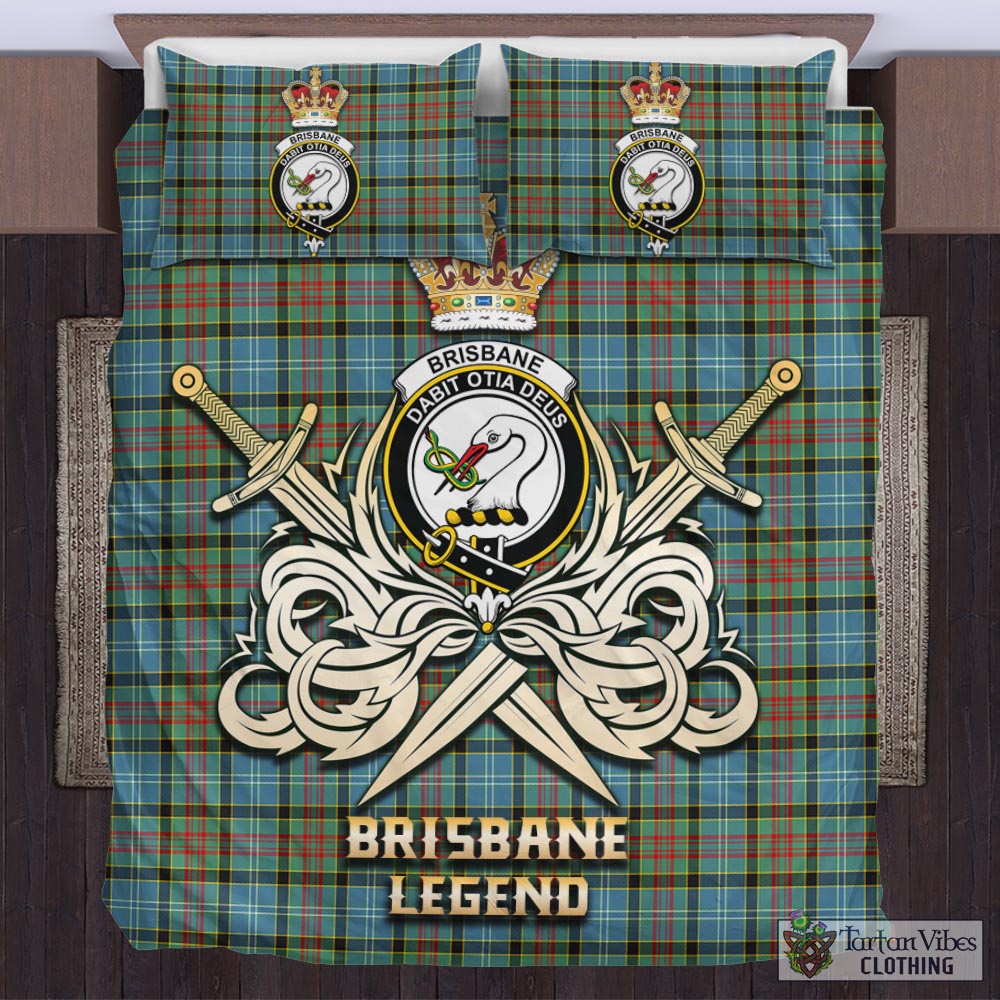 Tartan Vibes Clothing Brisbane modern Tartan Bedding Set with Clan Crest and the Golden Sword of Courageous Legacy