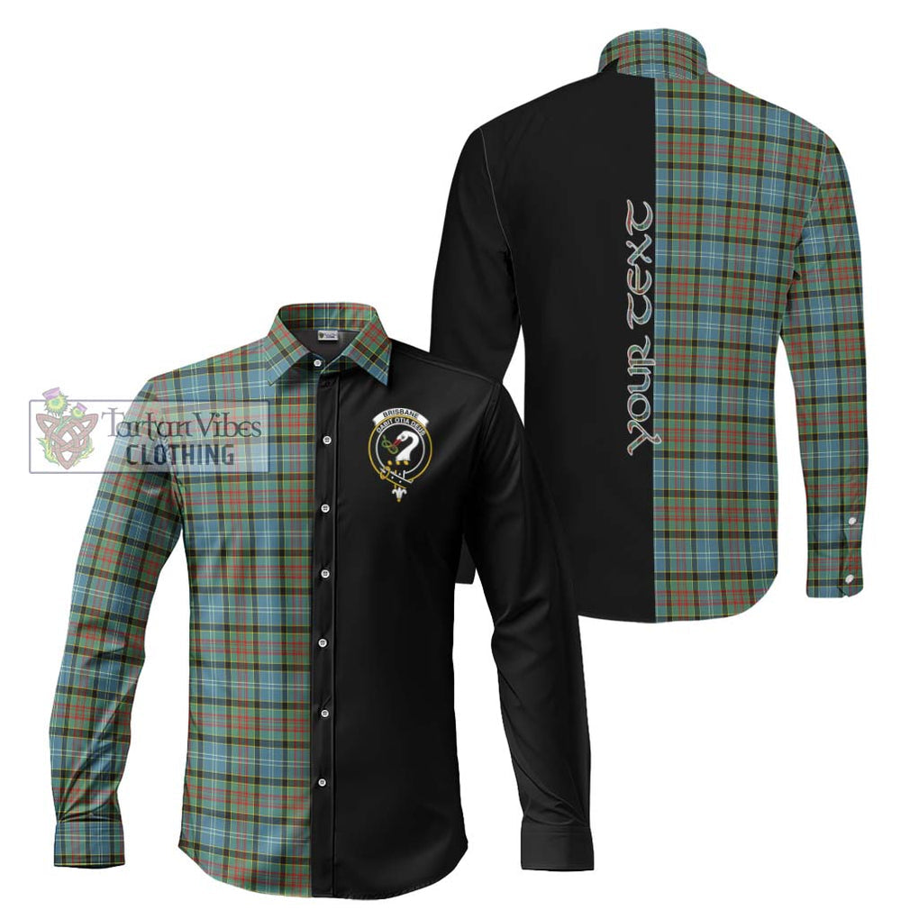 Brisbane Tartan Long Sleeve Button Shirt with Family Crest and Half Of Me Style Men's Shirt S - Tartanvibesclothing Shop