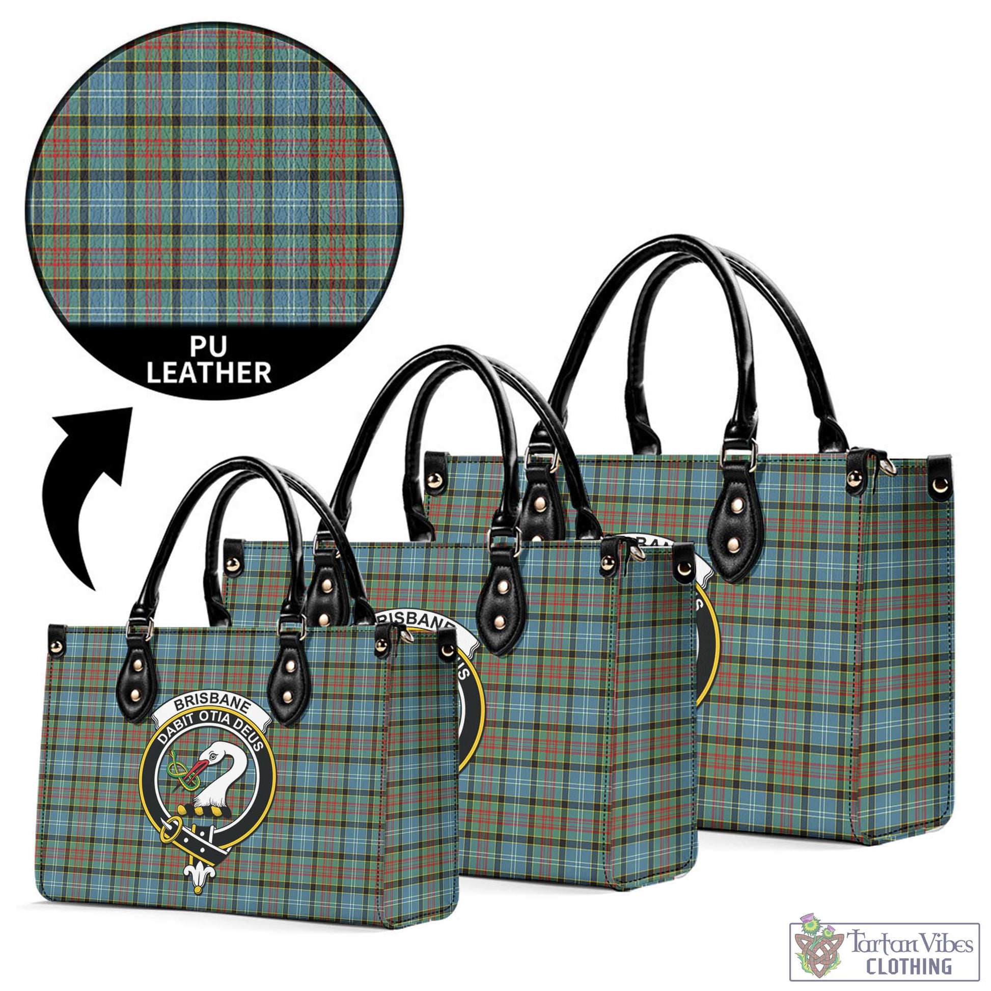 Tartan Vibes Clothing Brisbane modern Tartan Luxury Leather Handbags with Family Crest