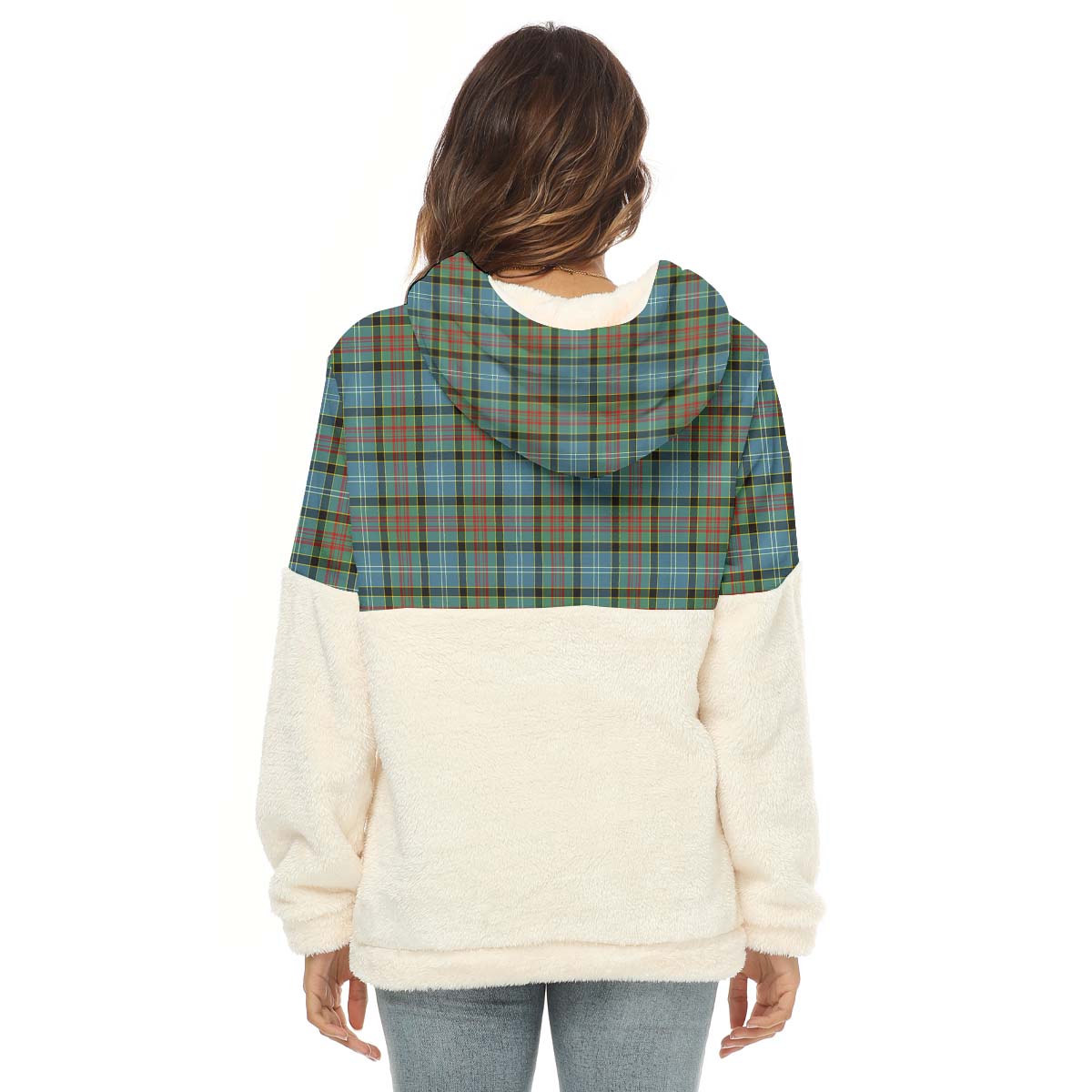 Brisbane Tartan Women's Borg Fleece Hoodie With Half Zip - Tartan Vibes Clothing