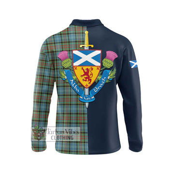 Tartan Vibes Clothing Brisbane Modern Tartan Long Sleeve Polo Shirt with Scottish Lion Royal Arm Half Style