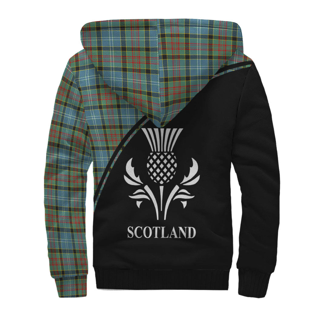 Brisbane modern Tartan Sherpa Hoodie with Family Crest Curve Style - Tartanvibesclothing