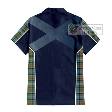 Brisbane Tartan Short Sleeve Button Shirt with Family Crest and Lion Rampant Vibes Sport Style - Tartan Vibes Clothing