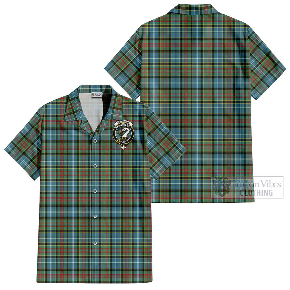 Brisbane Tartan Cotton Hawaiian Shirt with Family Crest Kid - Tartan Vibes Clothing