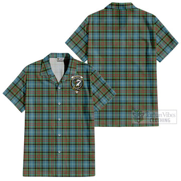 Brisbane Tartan Cotton Hawaiian Shirt with Family Crest Kid - Tartan Vibes Clothing