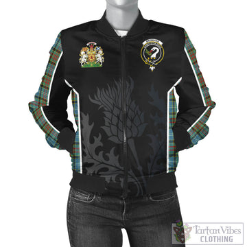 Brisbane modern Tartan Bomber Jacket with Family Crest and Scottish Thistle Vibes Sport Style