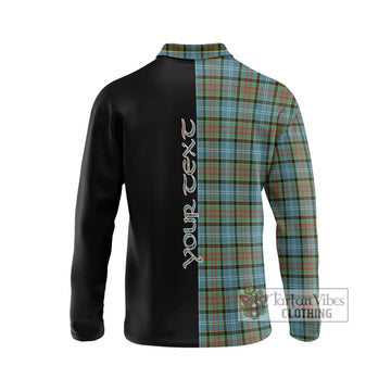 Brisbane Tartan Long Sleeve Polo Shirt with Family Crest and Half Of Me Style - Tartanvibesclothing Shop