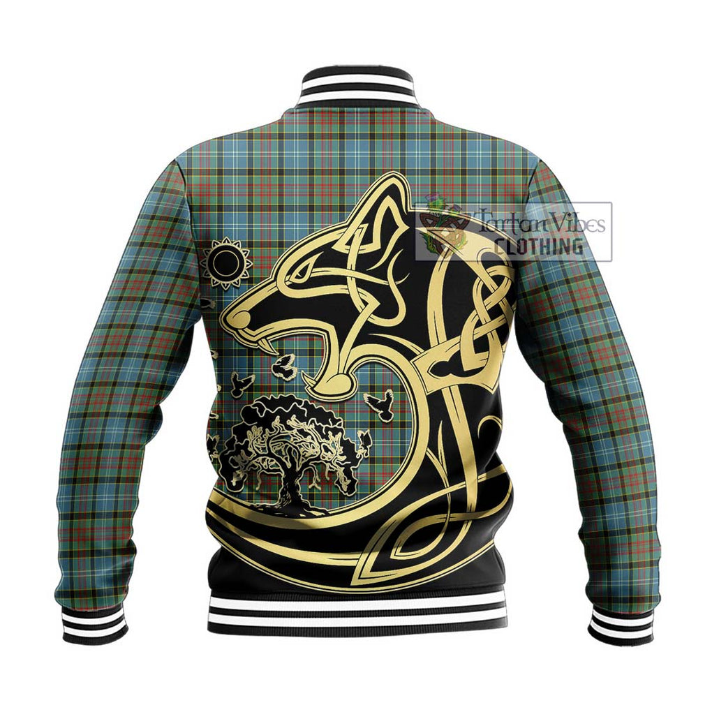 Brisbane Tartan Baseball Jacket with Family Crest Celtic Wolf Style - Tartan Vibes Clothing
