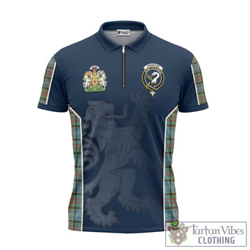 Brisbane modern Tartan Zipper Polo Shirt with Family Crest and Lion Rampant Vibes Sport Style