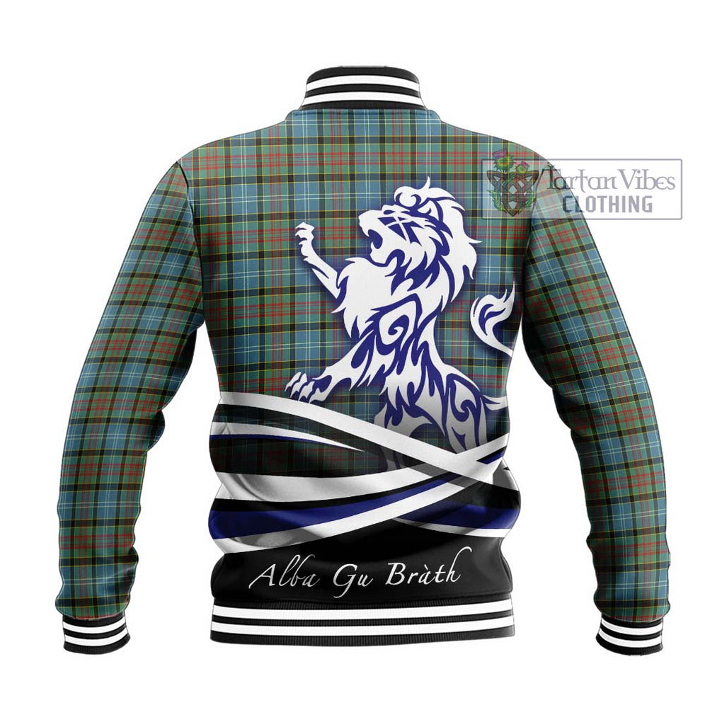 Brisbane Tartan Baseball Jacket with Alba Gu Brath Regal Lion Emblem - Tartanvibesclothing Shop