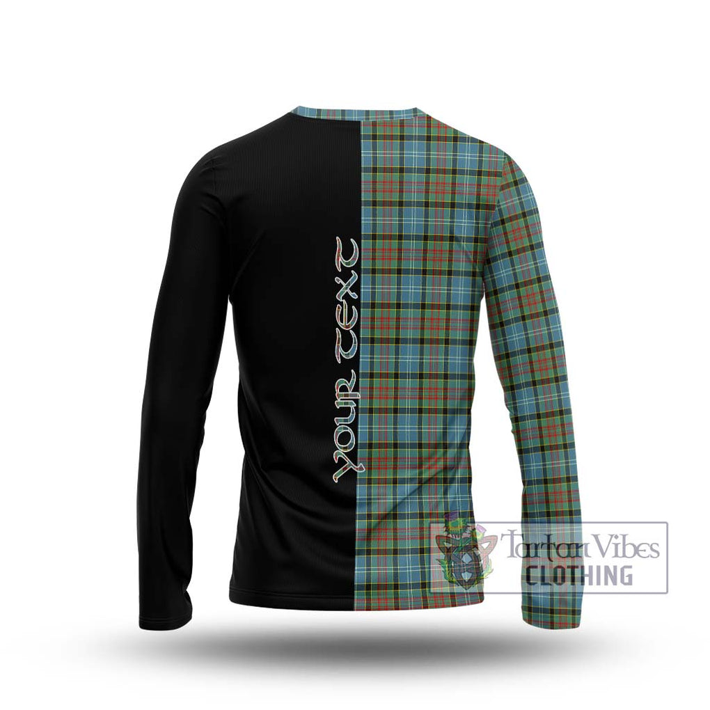 Brisbane Tartan Long Sleeve T-Shirt with Family Crest and Half Of Me Style - Tartanvibesclothing Shop