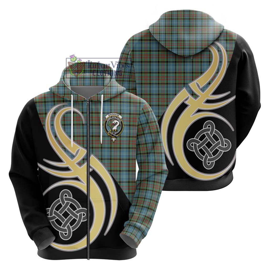 Brisbane Tartan Hoodie with Family Crest and Celtic Symbol Style - Tartan Vibes Clothing