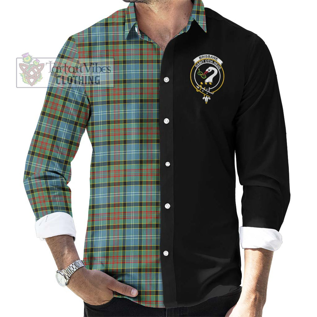 Brisbane Tartan Long Sleeve Button Shirt with Family Crest and Half Of Me Style - Tartanvibesclothing Shop