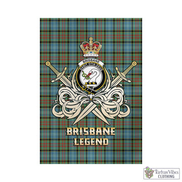 Brisbane Tartan Garden Flag with Clan Crest and the Golden Sword of Courageous Legacy