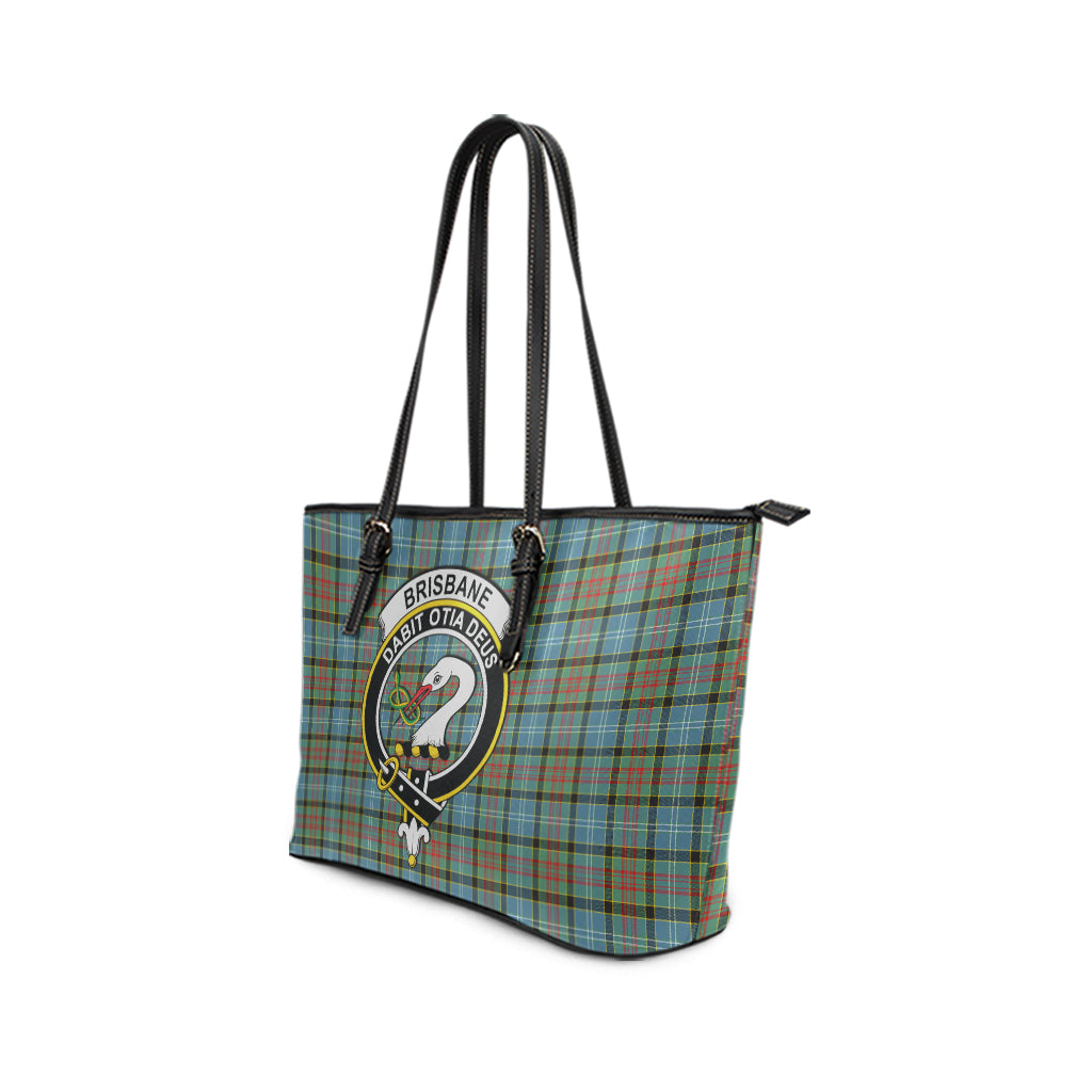 Brisbane modern Tartan Leather Tote Bag with Family Crest - Tartanvibesclothing