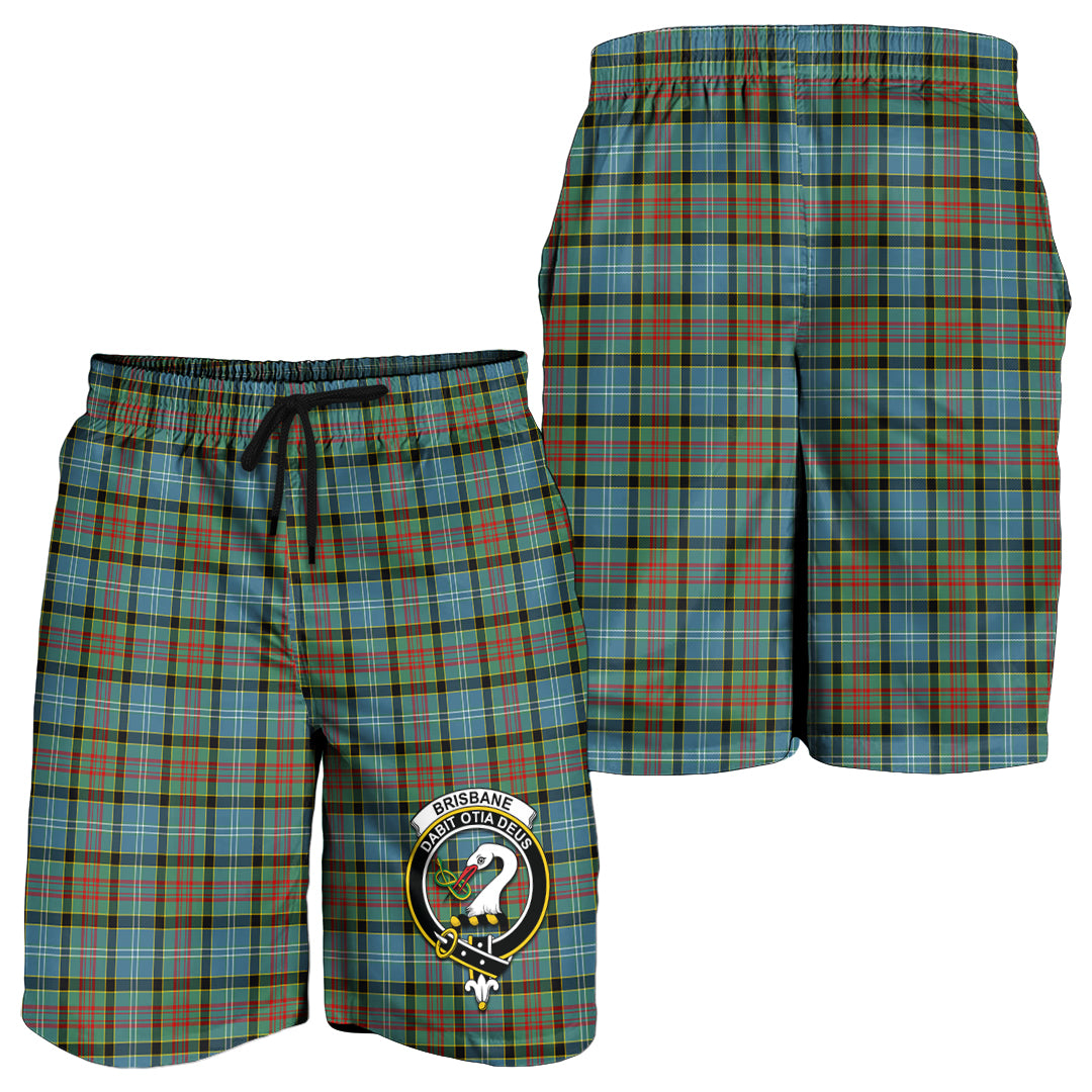 Brisbane modern Tartan Mens Shorts with Family Crest - Tartanvibesclothing