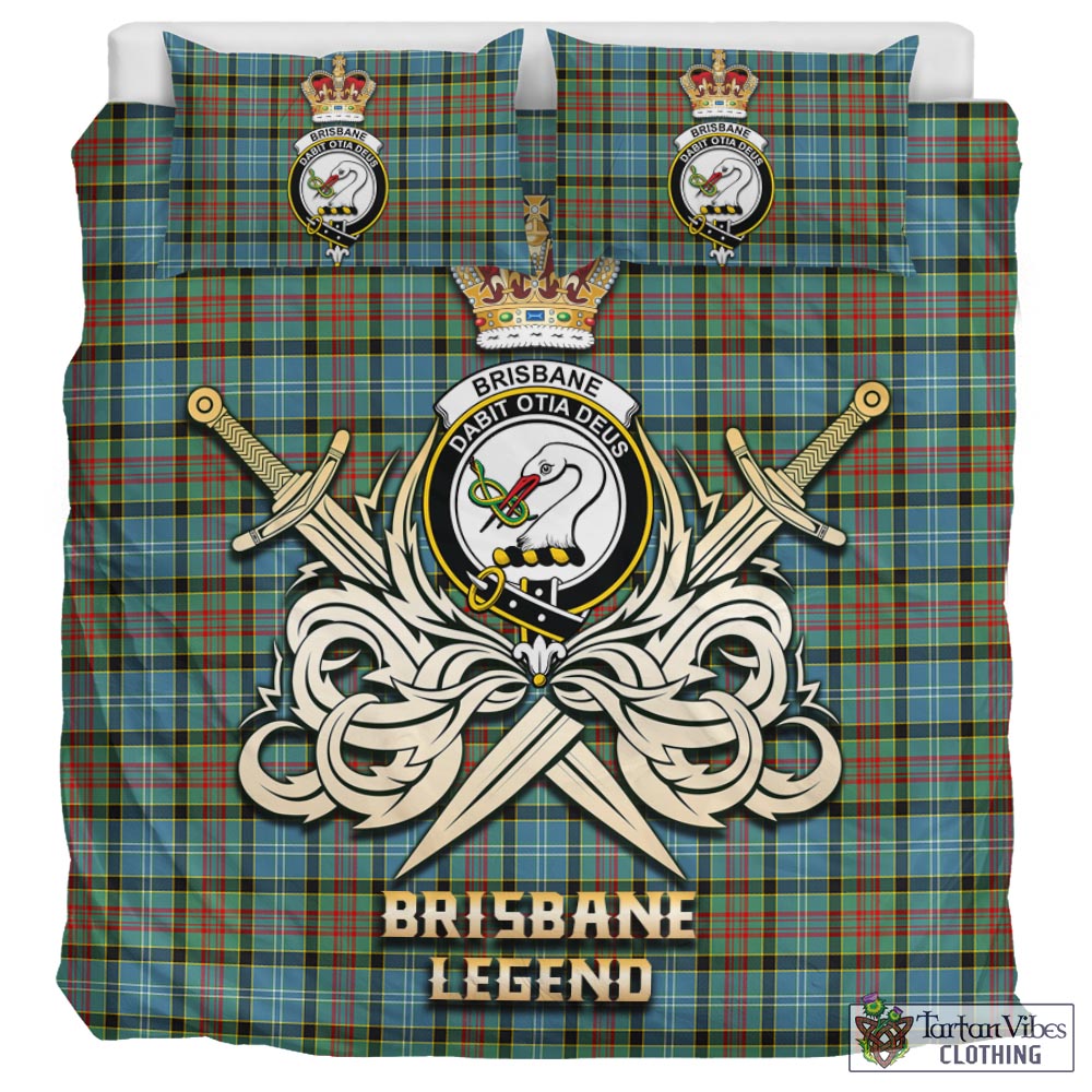 Tartan Vibes Clothing Brisbane modern Tartan Bedding Set with Clan Crest and the Golden Sword of Courageous Legacy
