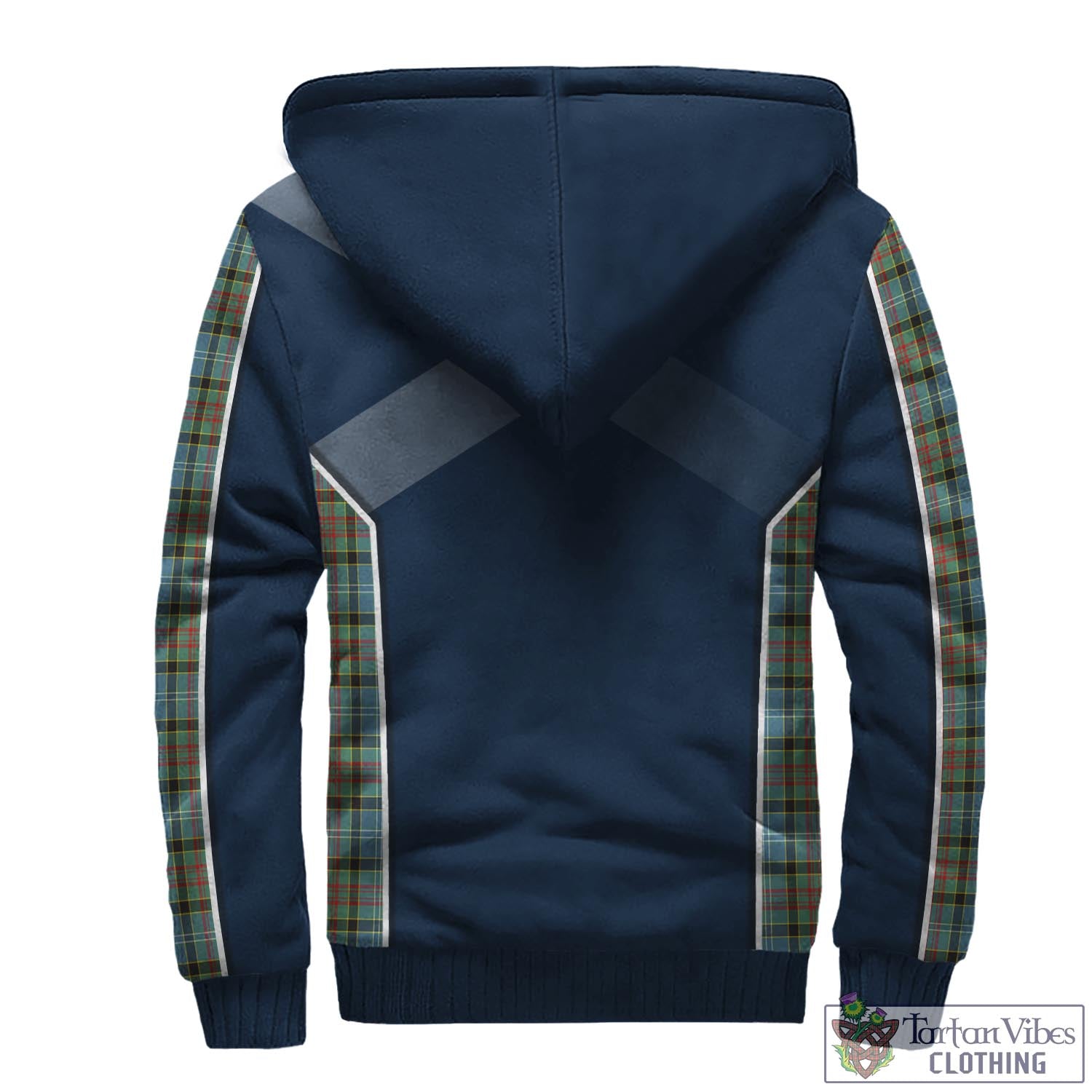 Tartan Vibes Clothing Brisbane modern Tartan Sherpa Hoodie with Family Crest and Scottish Thistle Vibes Sport Style