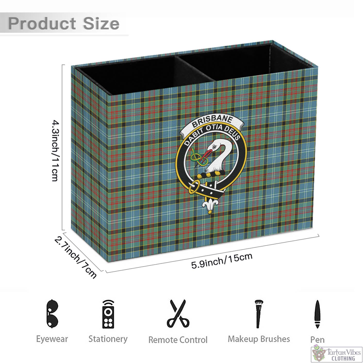 Tartan Vibes Clothing Brisbane modern Tartan Pen Holder with Family Crest