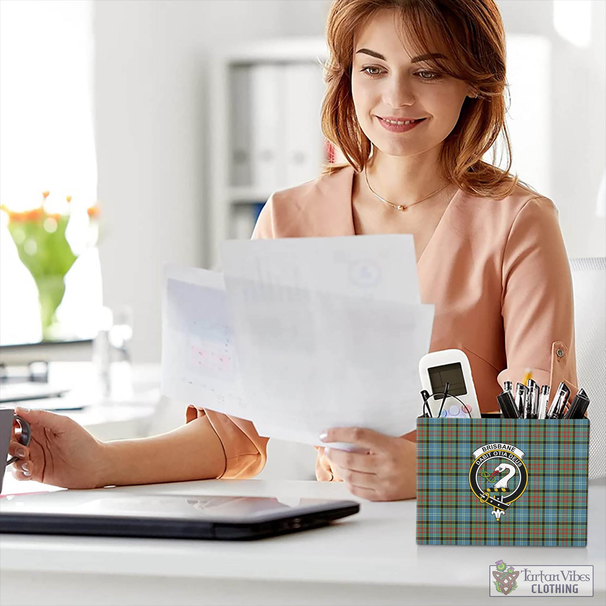 Tartan Vibes Clothing Brisbane modern Tartan Pen Holder with Family Crest