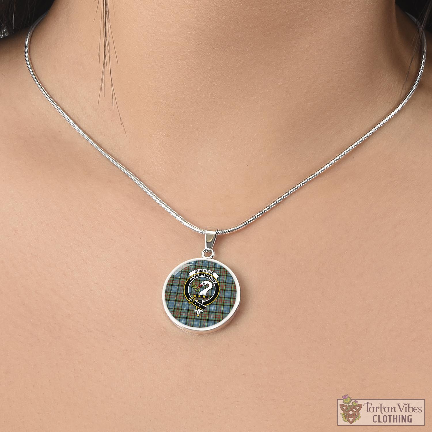 Tartan Vibes Clothing Brisbane modern Tartan Circle Necklace with Family Crest